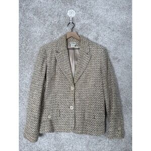 NEIMAN MARCUS Ivory Pink Yellow Orange‎ Tweed Cotton Women Jacket Coat Size 12